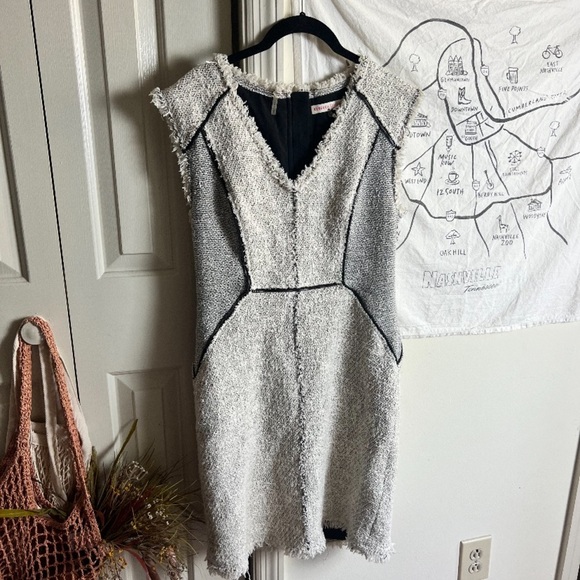 rebecca taylor Zip Tweed Combo Dress in Pece Size Small 8 - Picture 6 of 10
